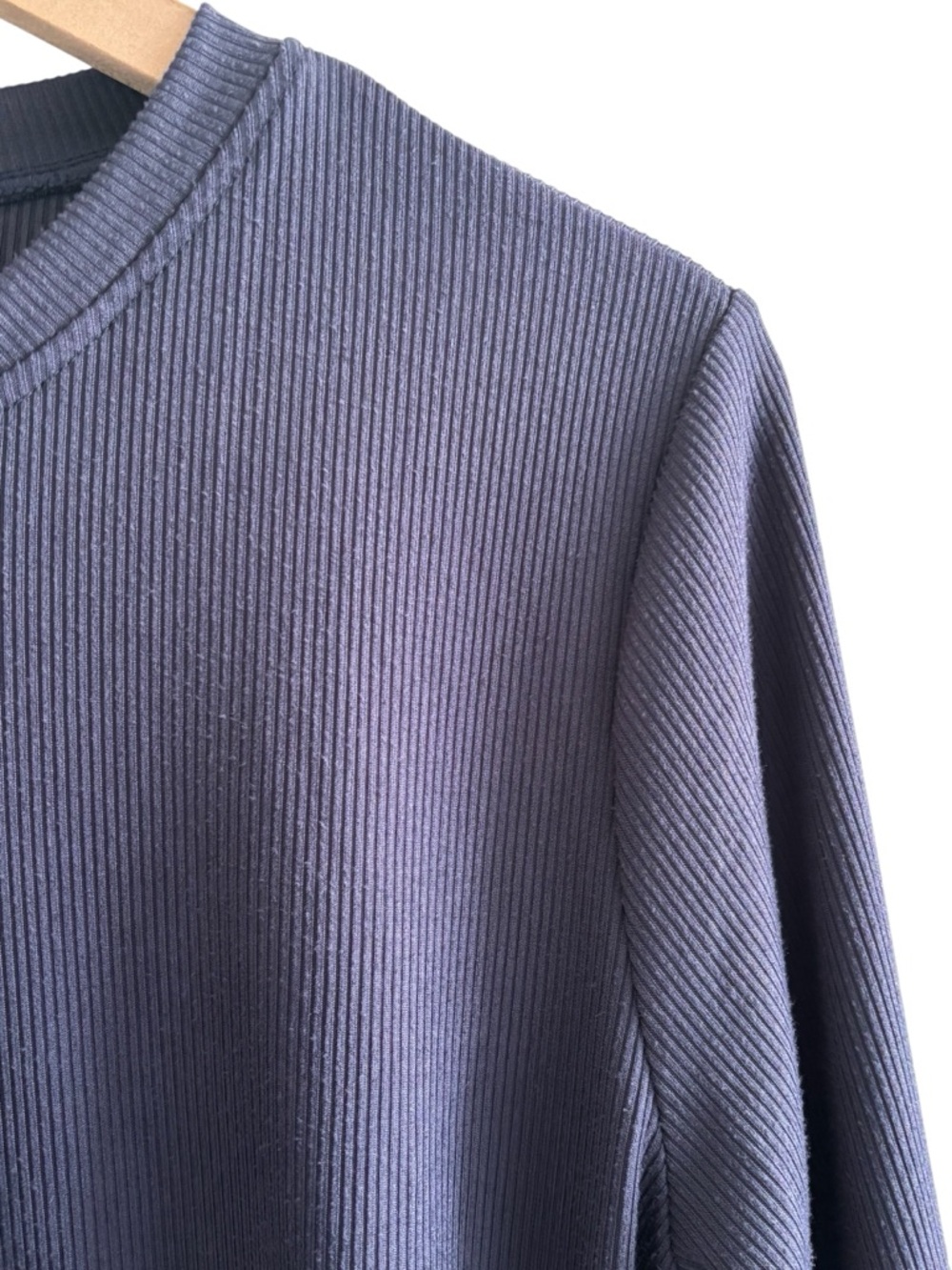 Real Essentials Navy Ribbed Bodysuit Long Sleeve Minimalist Capsule Basic Large - Picture 5 of 16